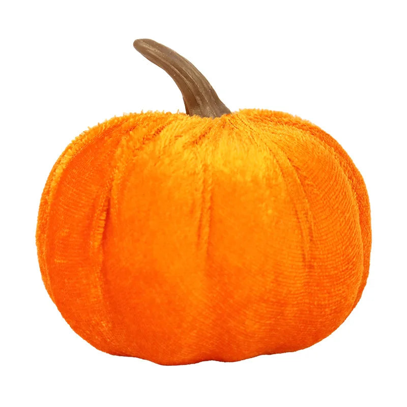 9pcs 3 Size Velvet Artificial Pumpkins Mixed for Halloween Party Thanksgiving Home Table Decoration Autumn Fall DIY Craft Wreath