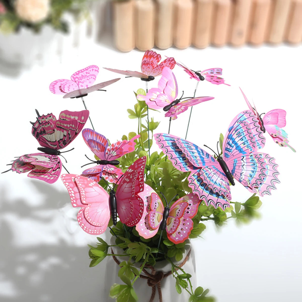 10pcs Large Butterfly Garden Yard Planter Colorful Waterproof 3D Butterfly Stakes Decoracion Outdoor Decor Party Garden Decorati