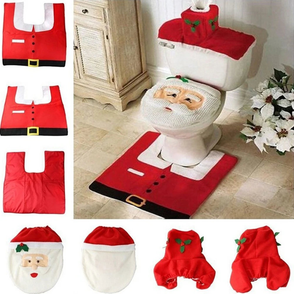 2025 Cute Christmas Toilet Seat Covers Creative Santa Claus Bathroom Mat Xmas Supplies for Home New Year Navidad Gift Decor 2026