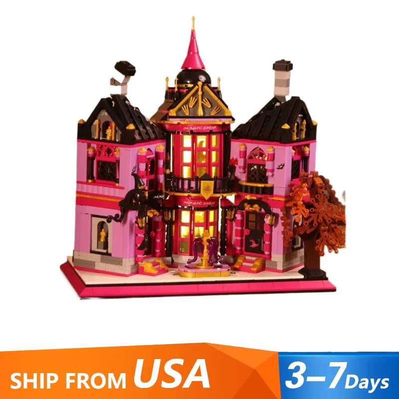 Mini Bricks1366PCS Creative Expert Magic Shop Building Blocks Assembly Model Lighting Street View Castle DIY Toy Christmas Gift