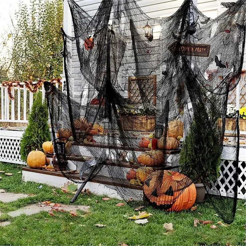 5/1PCS Halloween Black Gauze Horror Haunted Houses Decor Black Creepy Cloth Party Home Doorway Wall Gauze Terror Scene Props