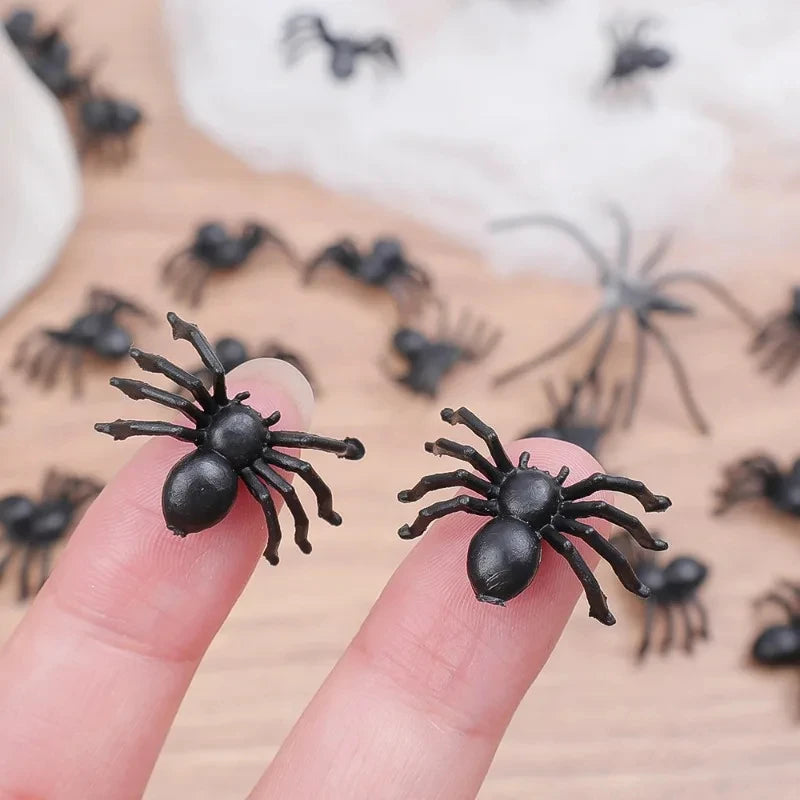 1000/50x Halloween Spider Decoration Small Black Plastic Fake Spiders Haunted House DIY Party Prop Simulation Insects Tricky Toy
