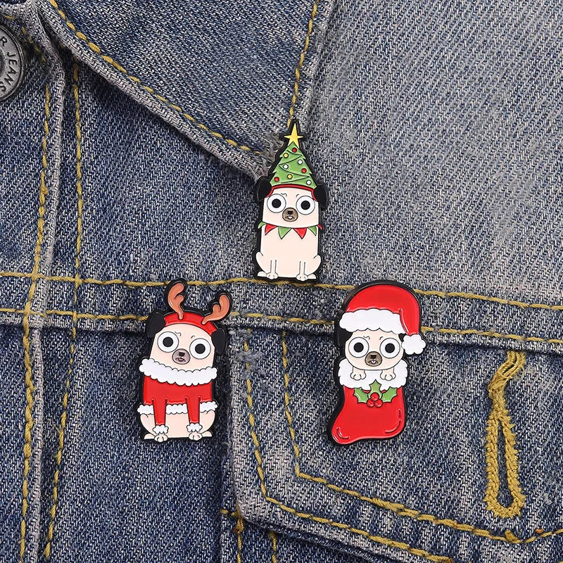 Exquisite Christmas Enamel cute Cartoon Brooches Pins lovely Animal Badges Clothing Accessories Fashion Jewelry Christmas Gifts