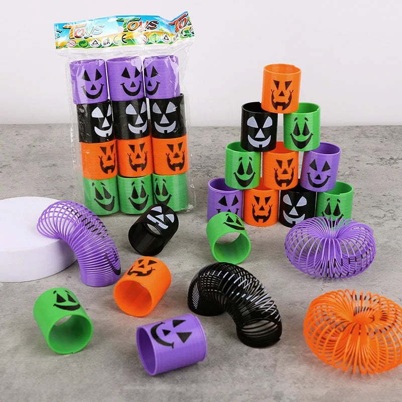 12/24pcs Halloween Theme Coil Springs Toys Kids Halloween Party Favors Trick or Treat Gifts Boy Girl Birthday Goodie Bag Fillers