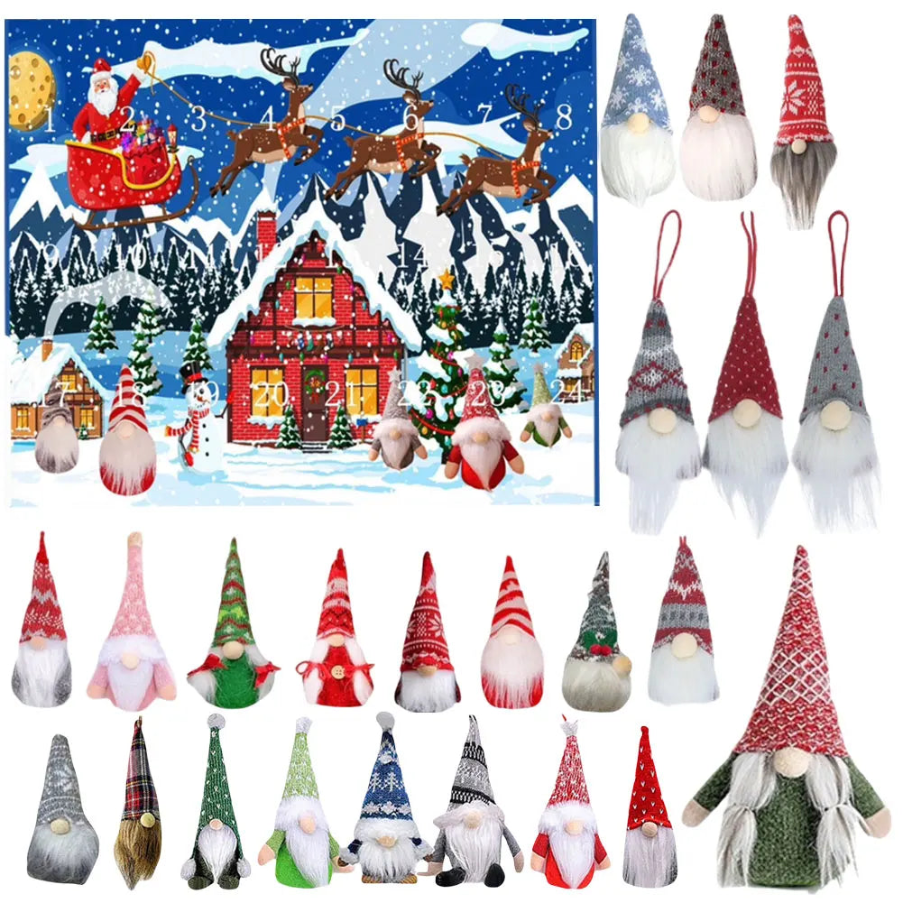 24 Days Christmas Gnome Holidays Advent Calendar Gnome Dolls Plush Toy 2024 Xmas Countdown Calendar New Year Holidays Gifts Box