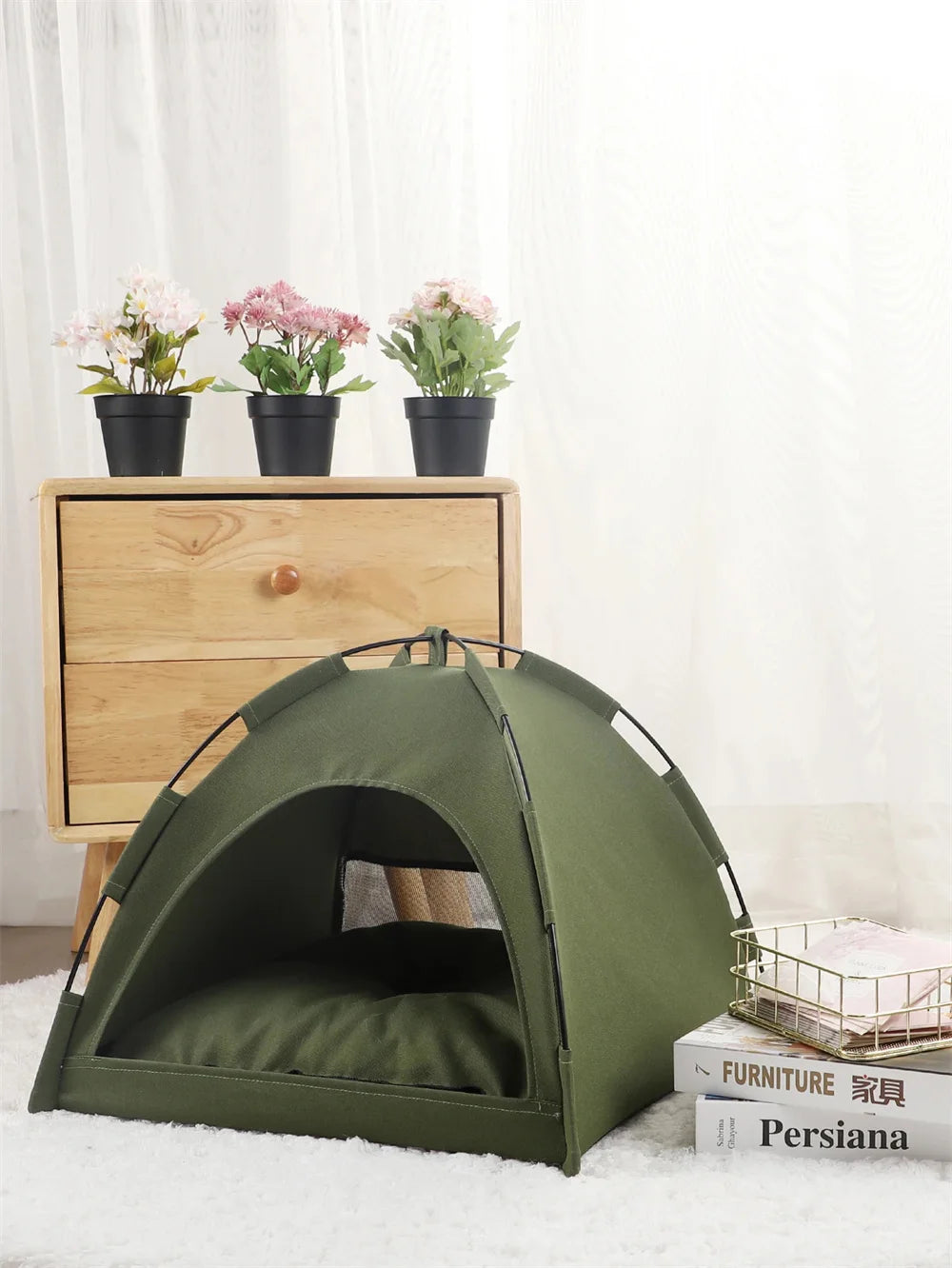 Pet Nest Tent Semi Closed Foldable Outdoor Pet Supplies Breathable Tent Pet Summer Cooling Warm Pads Pet Decoration Supplies