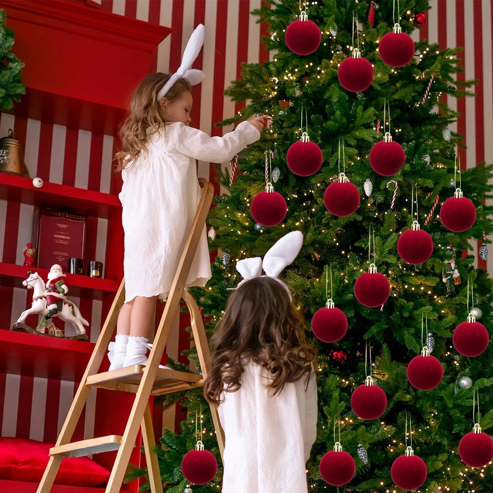 10pcs Christmas Balls,Christmas Tree Decorations Velvet Ball Ornaments for Christmas Party Christmas Decoration Navidad 2025