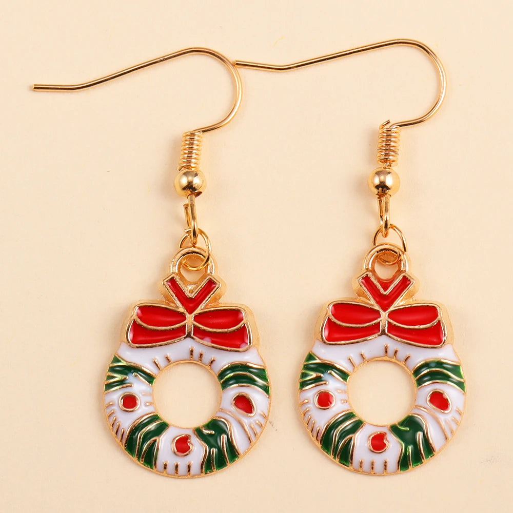 2Pairs Cute Christmas Set Earring Alloy Enamel Bell Snowflake Snowhouse Design Earrings - Perfect Holiday Jewelry Gift