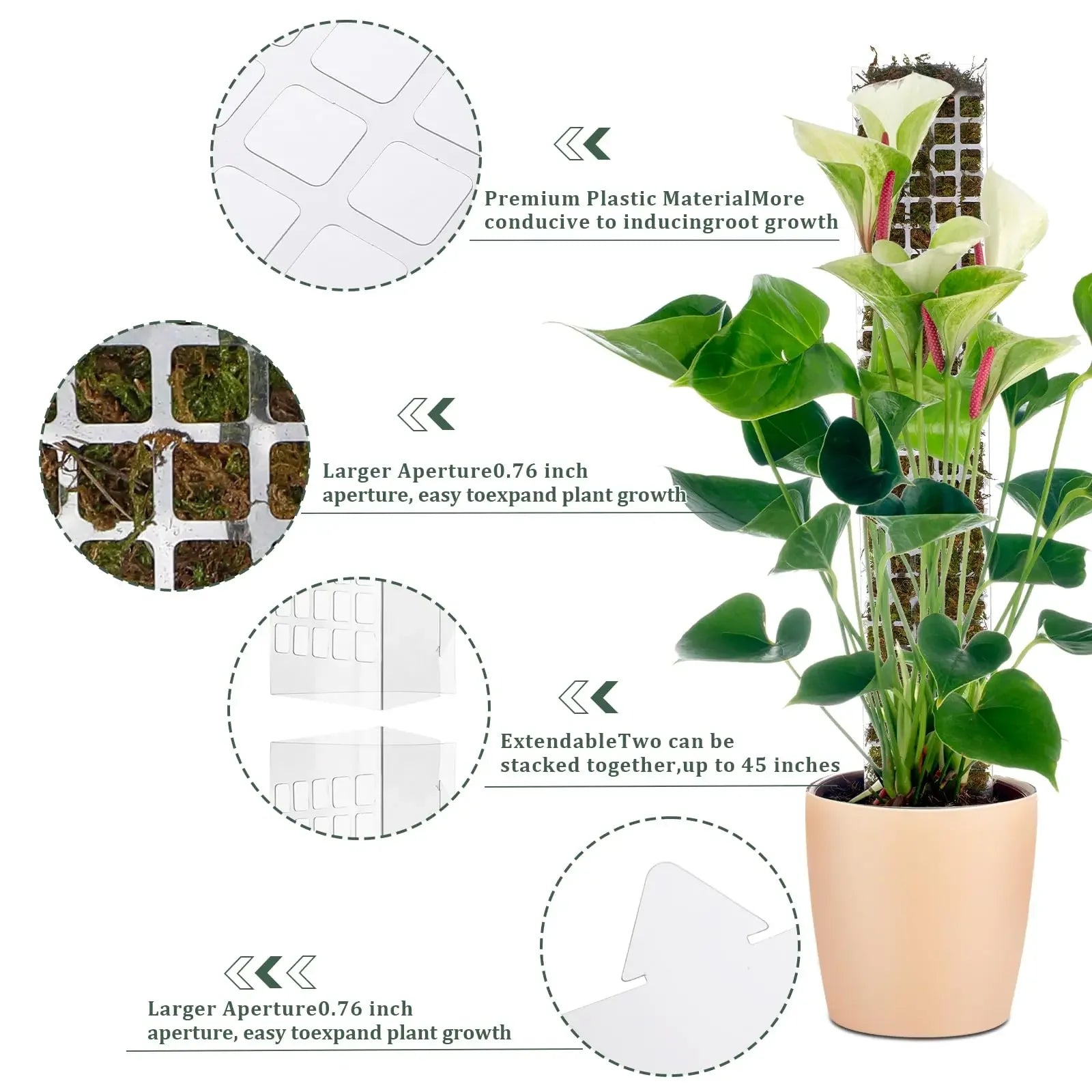 Moss Pole Plastic Plant Stand Indoor Climbing Plants Guardian Tutors Pot Moss Stick For Plants Growth Garden Support Accessories