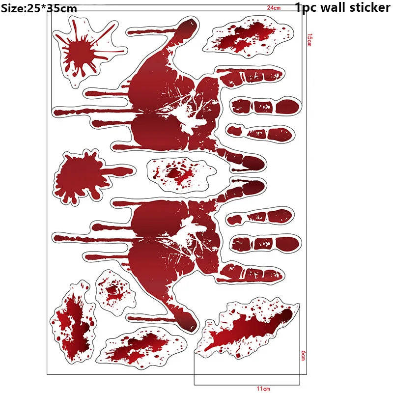 Halloween Decors Halloween Bloody Footprints Window Sticker Hallowmas Horror Handprint Bloodstain Zombie Restroom Decals Decors