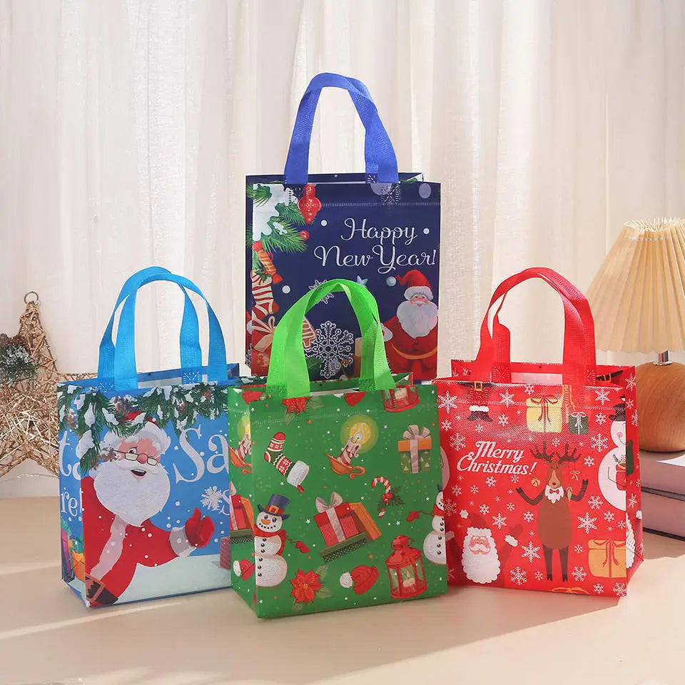 Christmas Gift Bags Santa Elk Snowflake Tote Bag Children's Gift Bags Thickened Non-woven Waterproof Bag Christmas Decoration