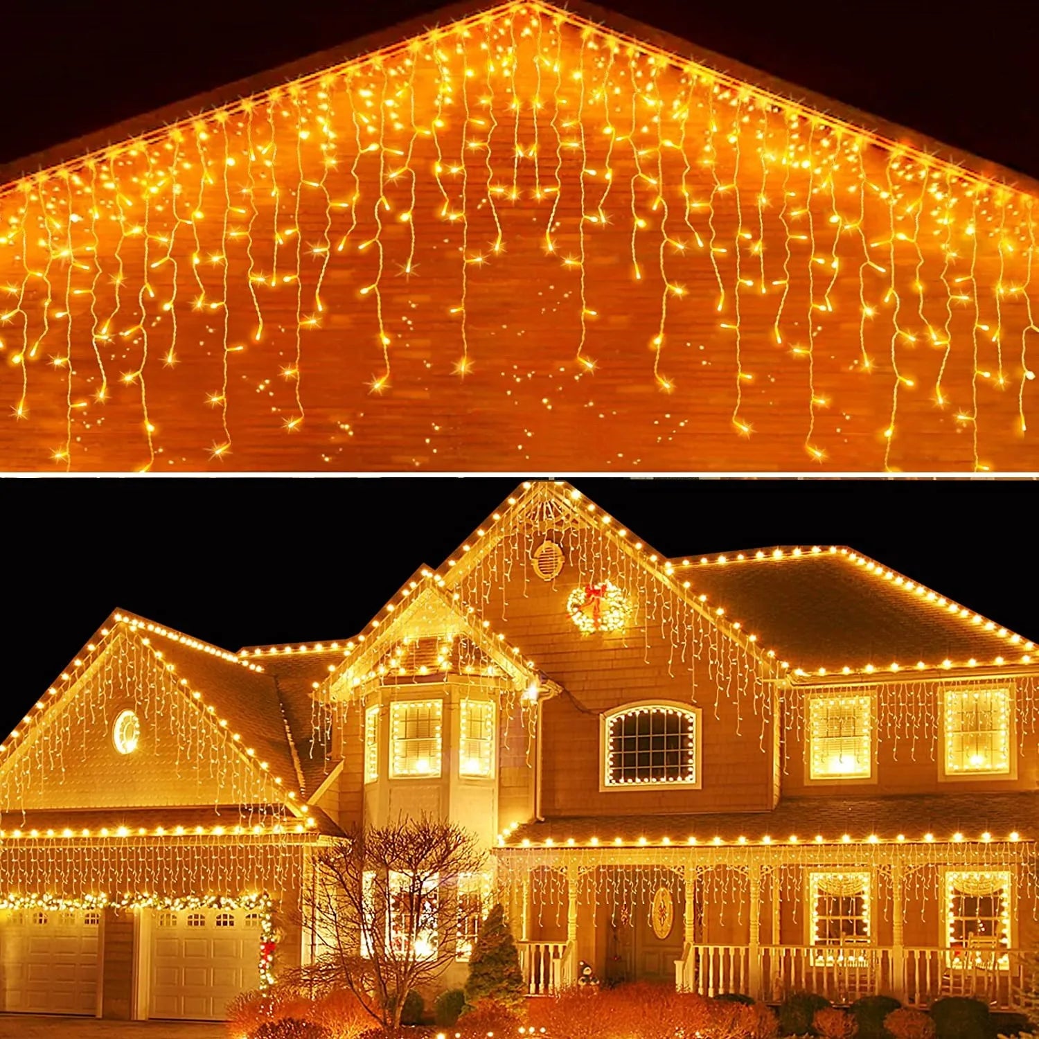 Christmas Decoration 2025 Festoon Led Icicle Curtain Lights Outdoor Droop 0.5/0.6/0.7M Street Garland On The House New Year Eve