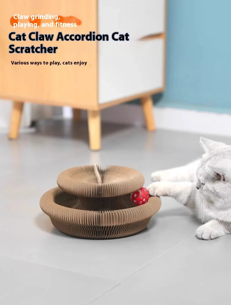 Piano cat scratching post: durable, non-abrasive, boredom-relieving, corrugated, essential for claw sharpening.