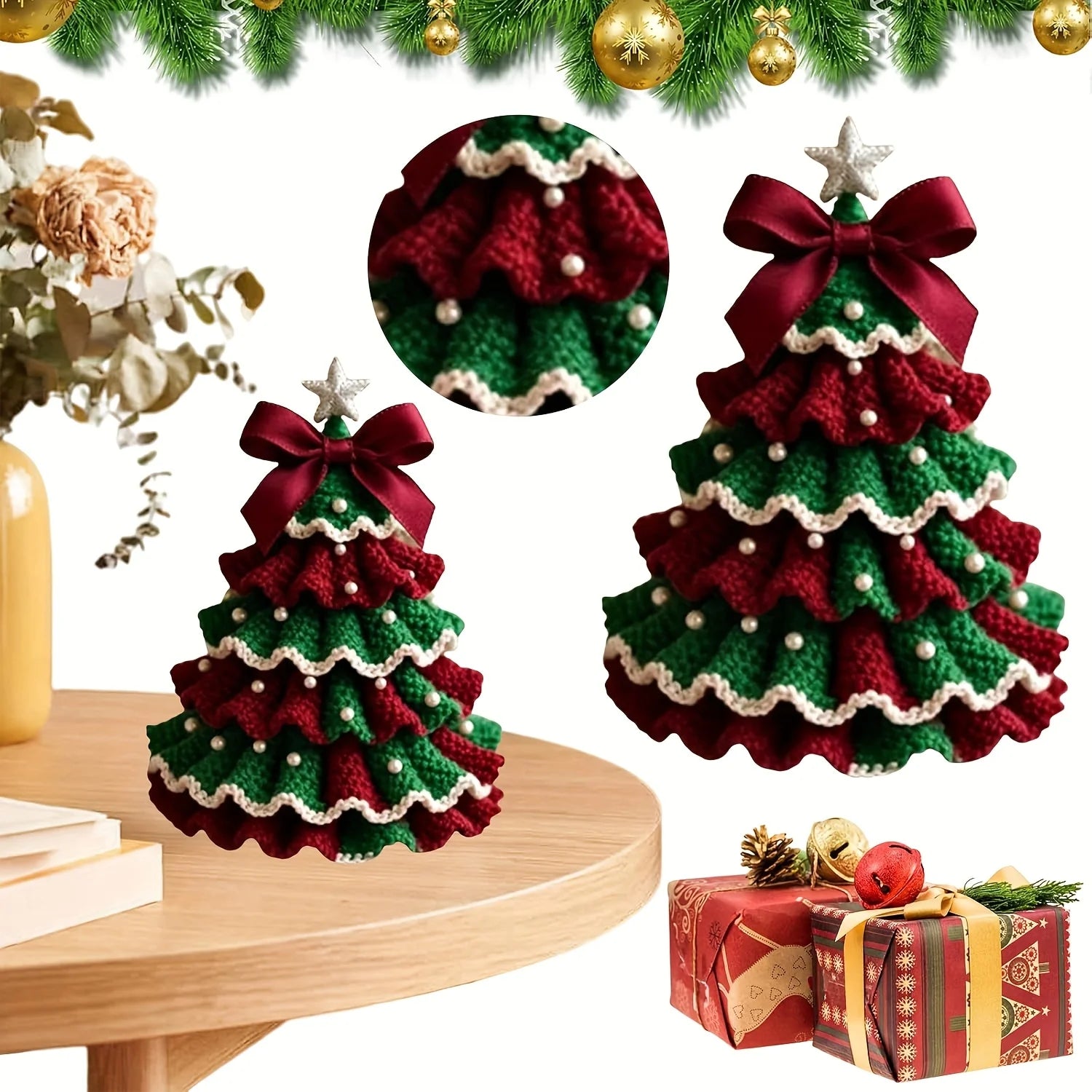 1pc Crochet Christmas Tree Kit - Handmade Holiday Decoration Set, Perfect for Christmas Party Decorations, Christmas Decorations