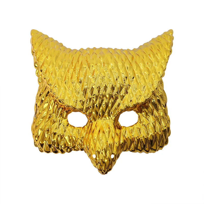 Animal Golden Plastic Leopard Face Cover with Adjustable Elastic Bands Halloween Costume Cosplay Mask Costume Accessories