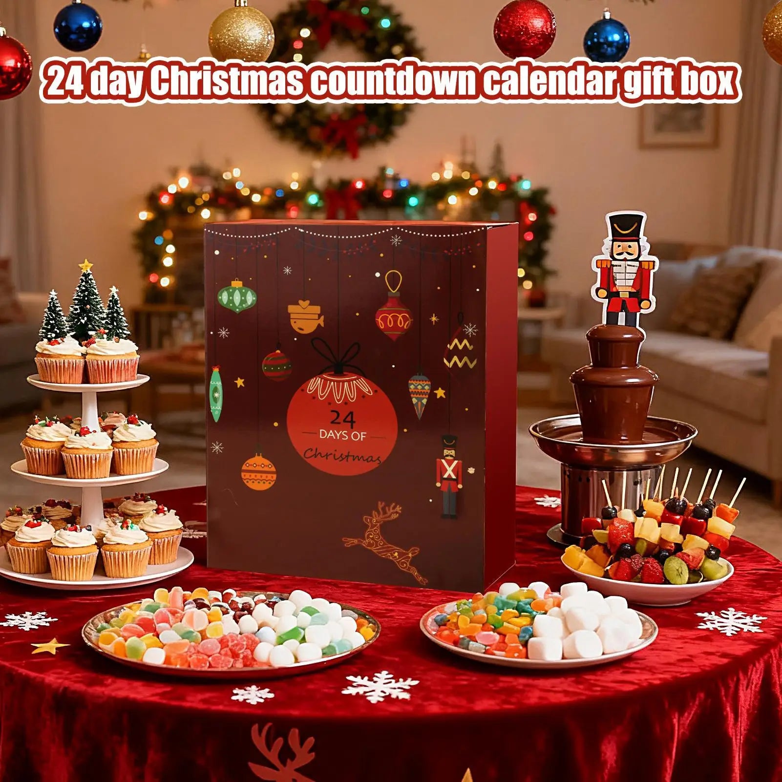 24 Days Refillable Christmas Advent Calendar with Treat Boxes, Holiday Countdown for Home Decor & Family Activities for Kids