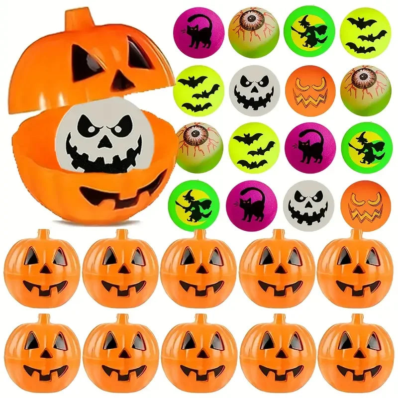20/40Pcs Halloween Glow in The Dark Bouncy Balls with Pumpkin Gift Box Halloween Party Kids Trick or Treat Favors Goodie Fillers