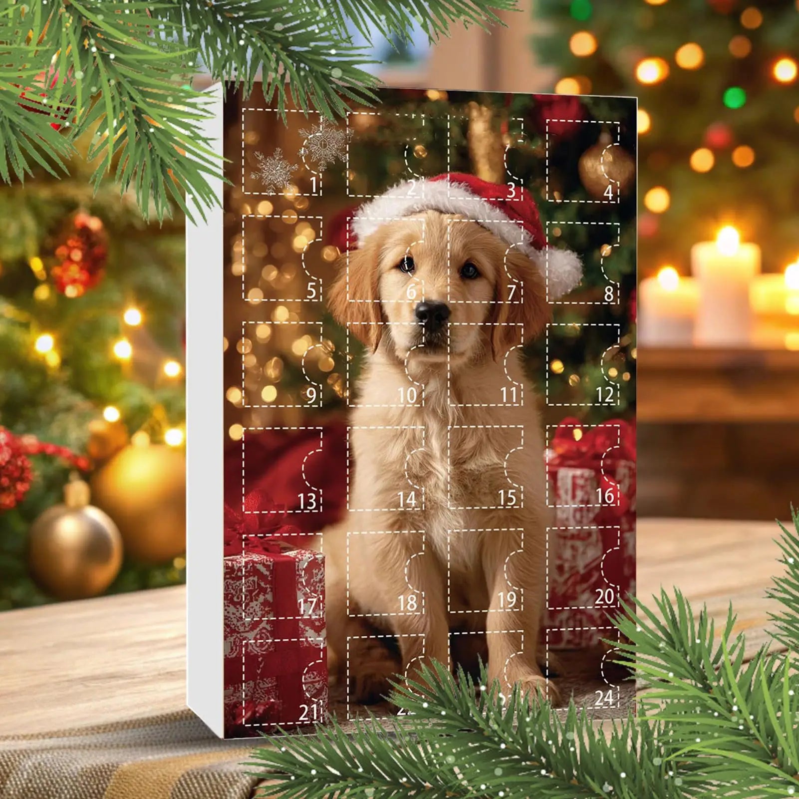 Dog Advent Calendar 24 Days Countdown 2D Acrylic Christmas Ornaments Pet Lover Gift Tree Home Window Car Holiday Decorations
