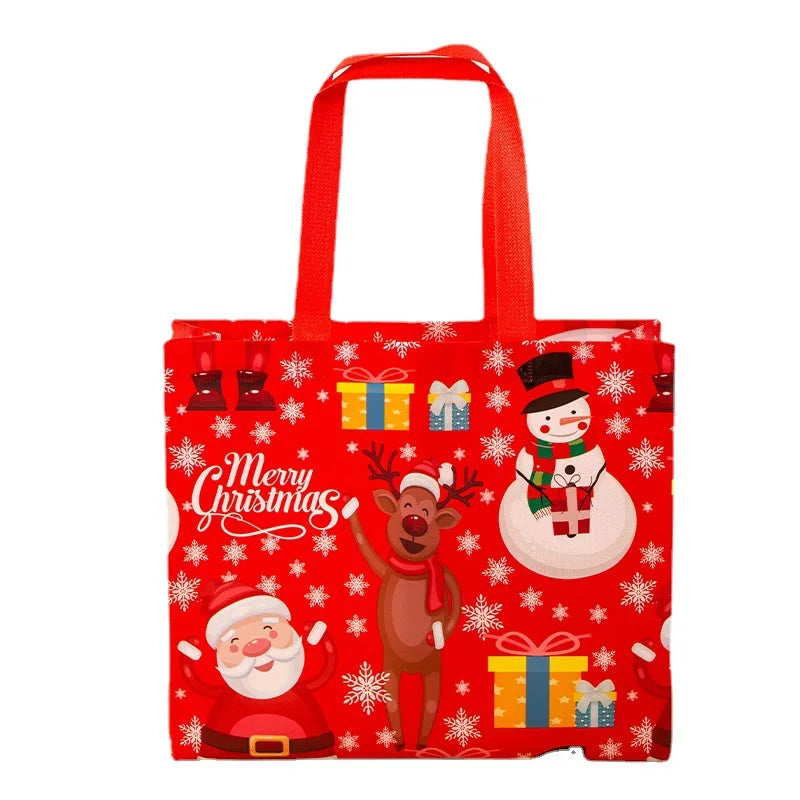 Christmas Gift Bags Santa Elk Snowflake Tote Bag Children's Gift Bags Thickened Non-woven Waterproof Bag Christmas Decoration