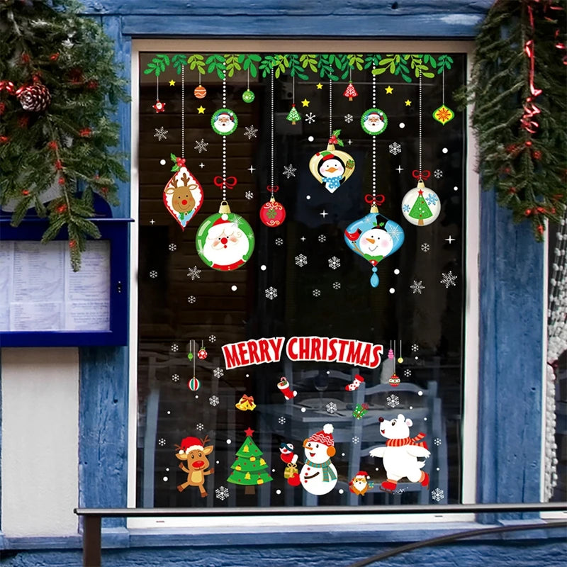 Christmas Wall Window Stickers Marry Christmas Decoration For Home 2025 Christmas Ornaments Xmas Navidad Gift New Year 2026