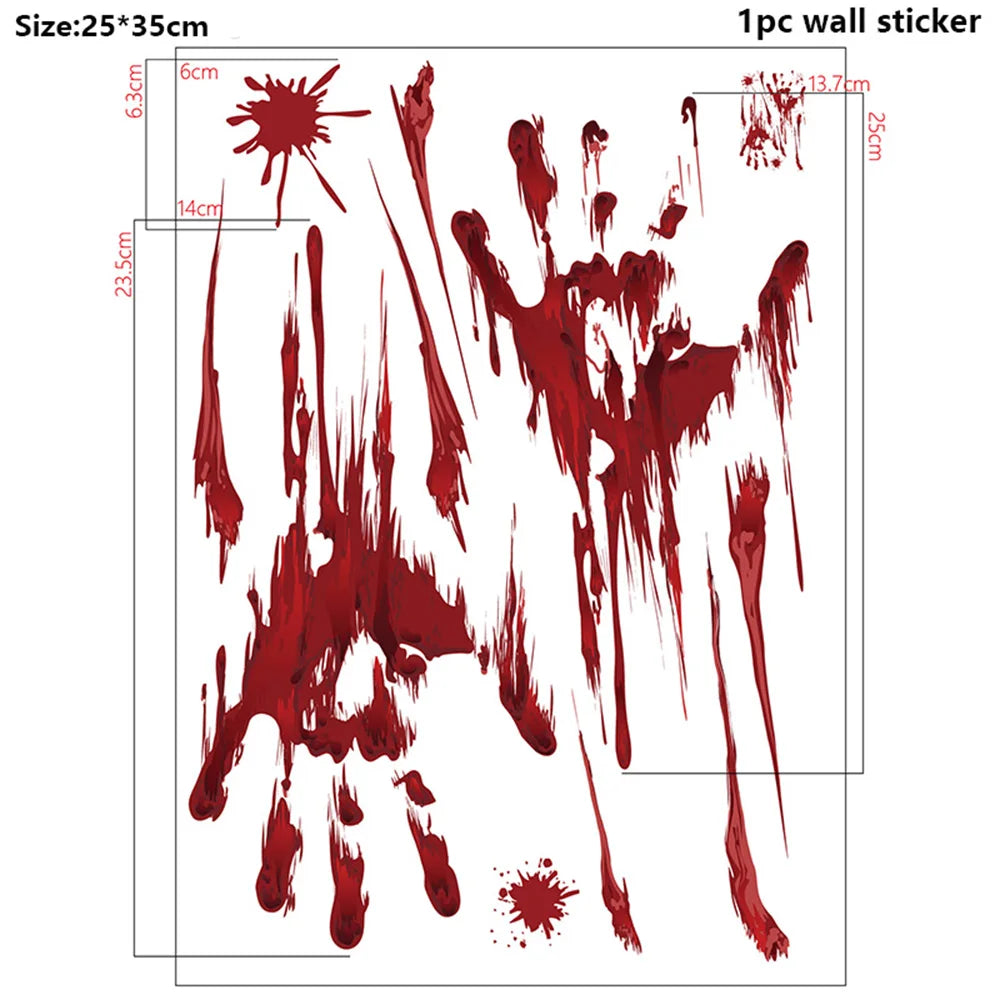 Halloween Decors Halloween Bloody Footprints Window Sticker Hallowmas Horror Handprint Bloodstain Zombie Restroom Decals Decors