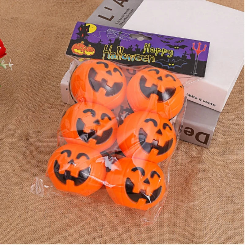 6pcs/set mini Candy Bucket Halloween Pumpkin Package Cute Kid Handle Box Plastic Cosplay Children Costume Party Faver Gift Decor