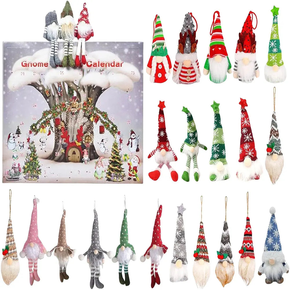 24 Days Christmas Gnome Holidays Advent Calendar Gnome Dolls Plush Toy 2024 Xmas Countdown Calendar New Year Holidays Gifts Box