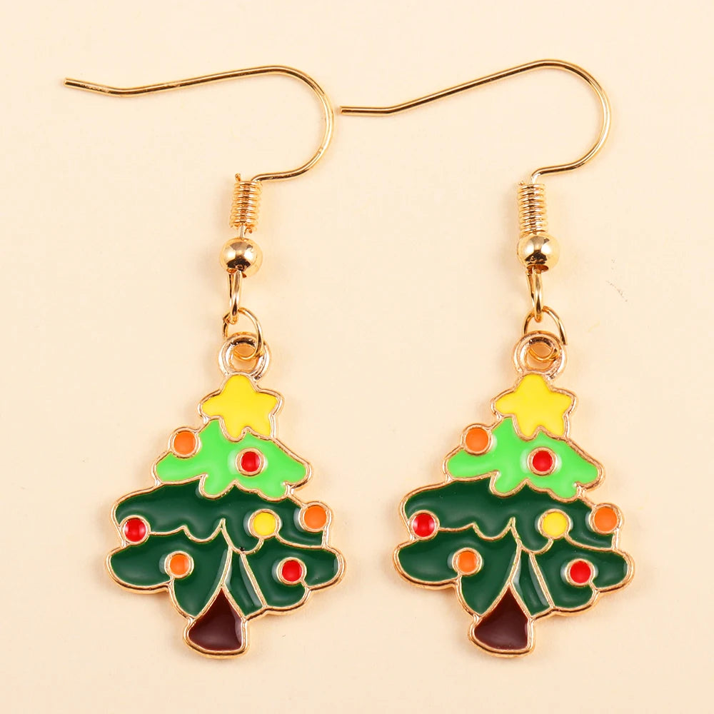 2Pairs Cute Christmas Set Earring Alloy Enamel Bell Snowflake Snowhouse Design Earrings - Perfect Holiday Jewelry Gift