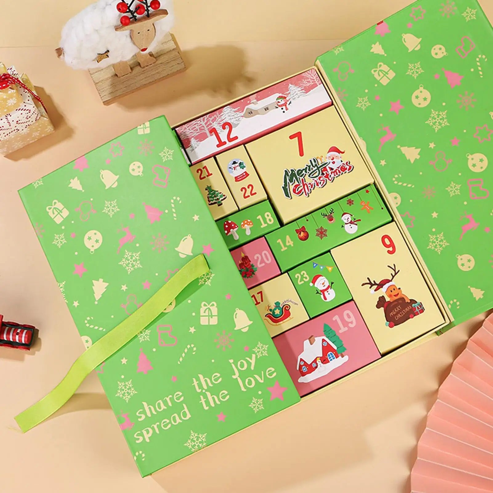 2025 Empty Advent Calendar Box 24 Days DIY Christmas Countdown Calendar Box Fillable Holiday Case for Candy Jewelry Small Gifts