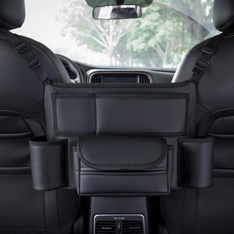 Car Seat Middle Hanger Storage Bag Leather Handbag Holder Tissue Water Cup Pockets Stowing Tidying Car Interior Accessories