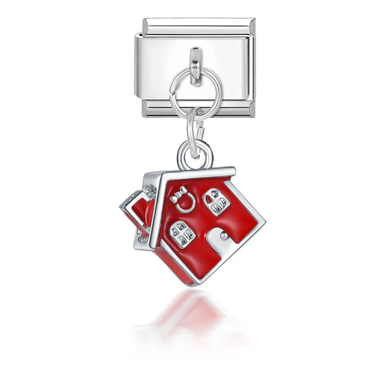 2025 New Original Christmas Tree Santa Claus Italian Charm Links Fit 9mm Bracelet Stainless Steel Jewelry Making Christmas Gift