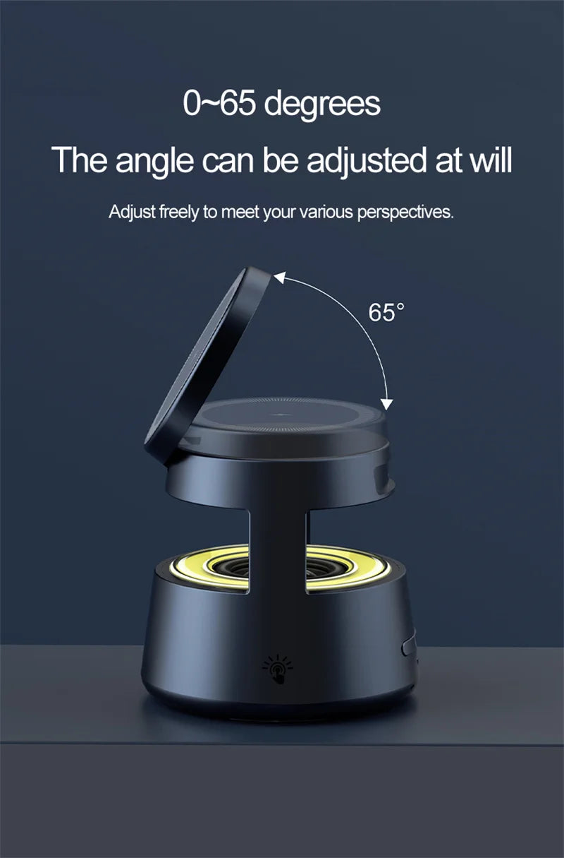 3 in 1 Magnetic Wireless Charger Bluetooth Speaker LED Light Desktop Fast Charging Phone Stand For iPhone 16 15 iWatch Airpods