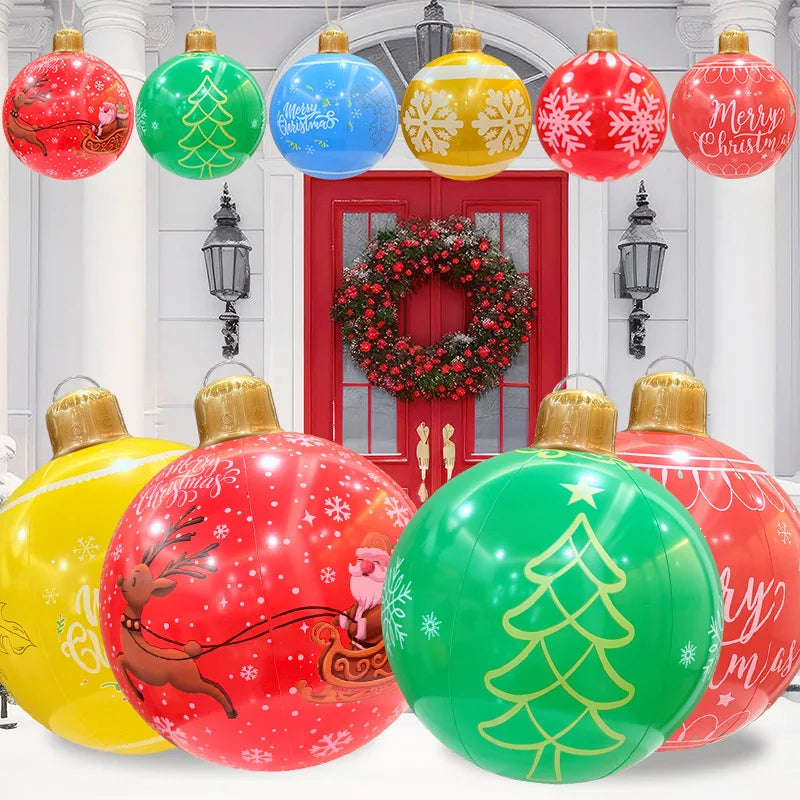 26 Inch Light Up PVC Inflatable Christmas Ball with Light Remote PVC Giant Inflatable Christmas Balls Christmas Decorations Ball