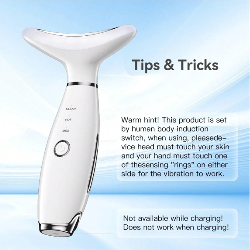 EMS Neck Facial Massager Lift Seven Colours LED Photon Therapy Vibration Face Beautify Anti Wrinkles Tightening Skin Care Device