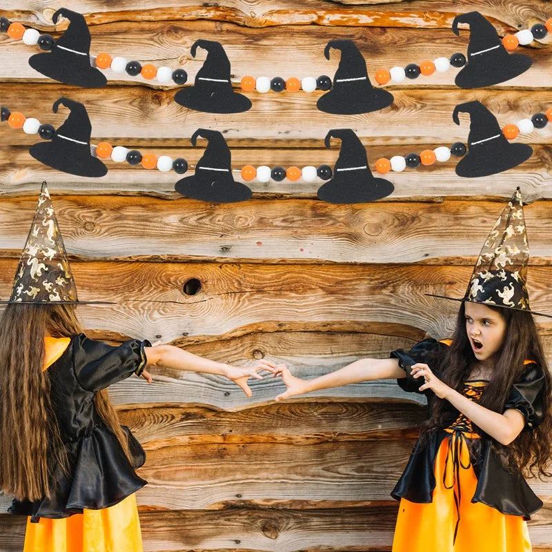 Halloween Pumpkin Bat Banner Garland Halloween Party Decorations Kids Halloween Non-Woven Banner Trick or Treat Party Supplies