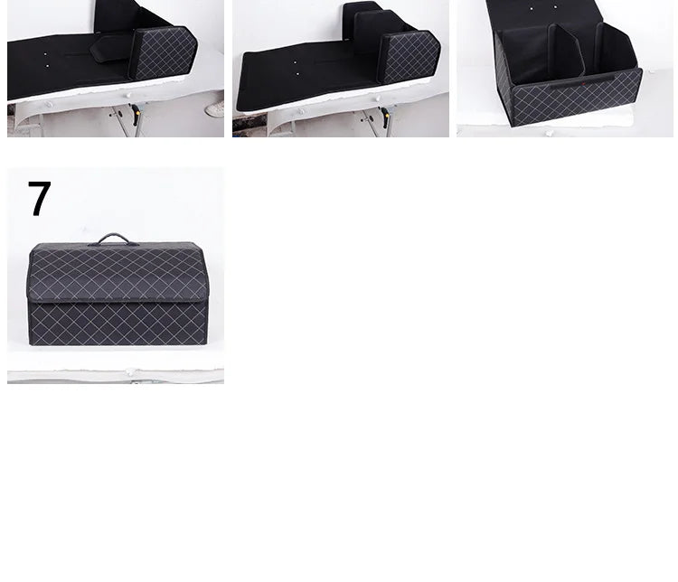 Car Trunk Organizer Box, Large Capacity, Auto Multiuse Tools, Storage Bag, Stowing, Tidying, Leather, Folding for Emergency