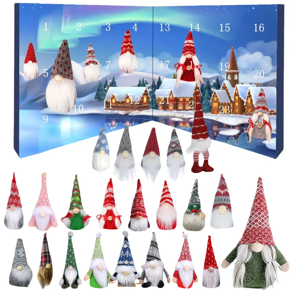 24 Days Christmas Gnome Holidays Advent Calendar Gnome Dolls Plush Toy 2024 Xmas Countdown Calendar New Year Holidays Gifts Box