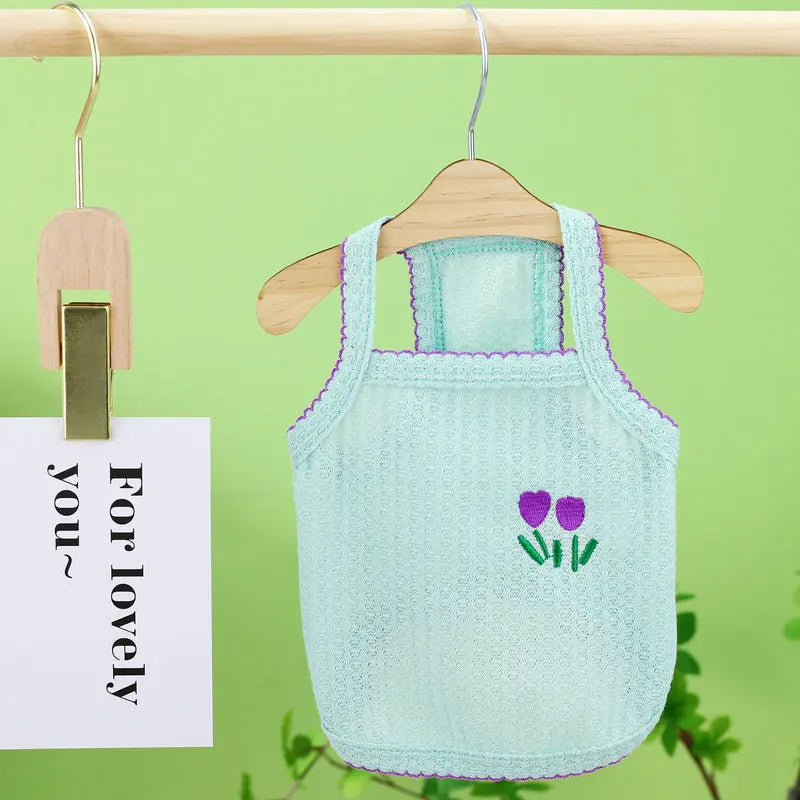 Puppy Summer Clothes Suspender Vest for Small Dogs 2025 Dog Clothing Chihuahua Dog Cooling Vest Love Relief Girls Dog T-Shirt