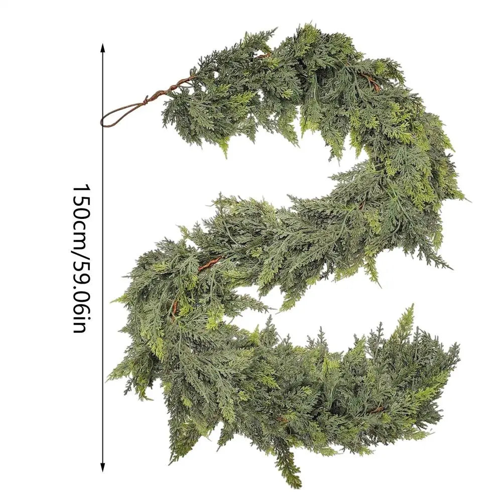 Realistic Christmas Cedar Garland Greenery Decor for Fireplace Stair Window Door Holiday Party Home Festival Decoration