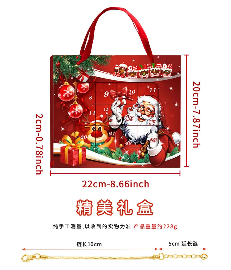 New Christmas Advent Calendar 24 Days Countdown Bracelet Blind Box DIY Christmas Decoration Hand Jewelry Surprise Blind Box Gift