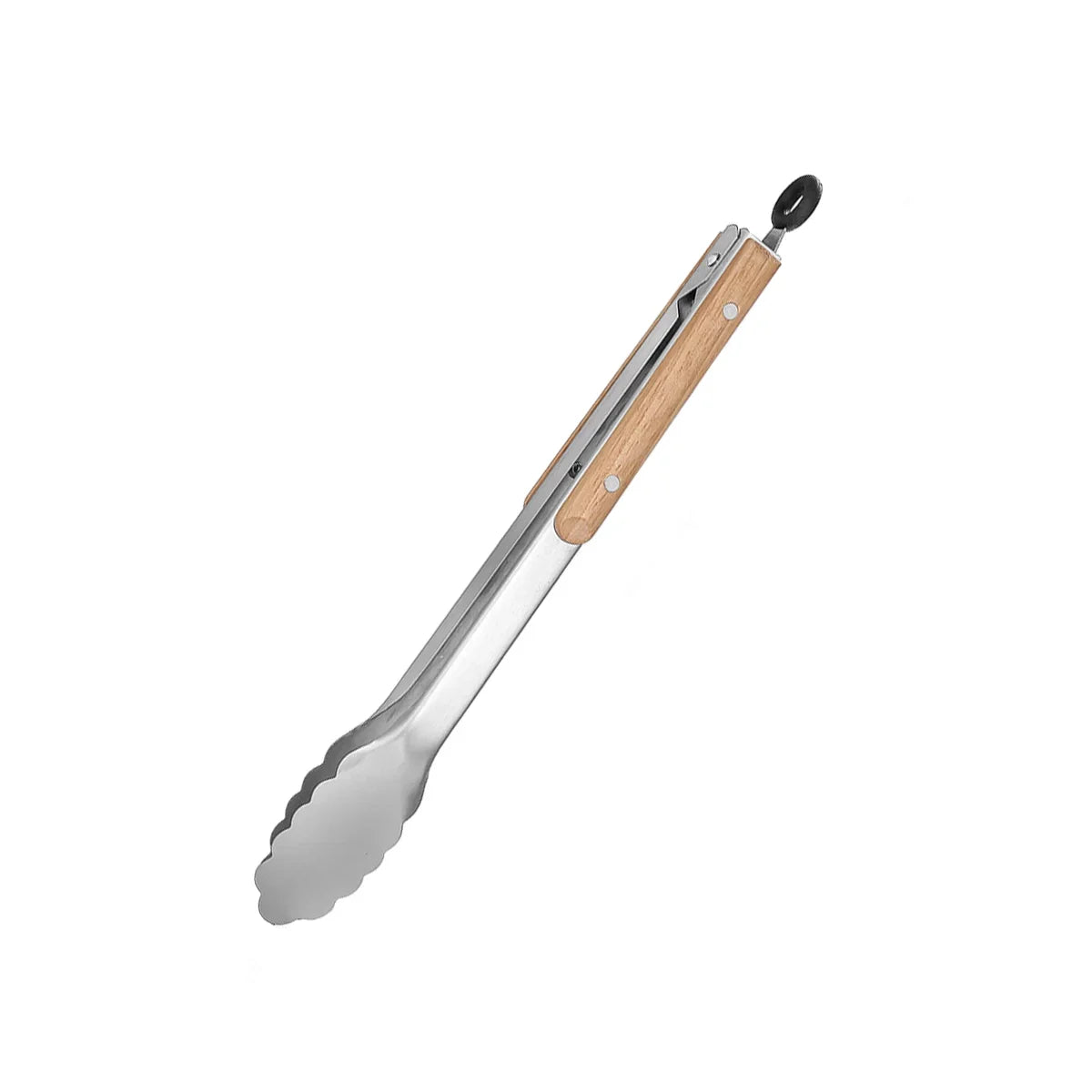Heavy Duty Kitchen Tongs with Wooden Handle for Cooking, Grilling and BBQ, 7-16 Inch Length