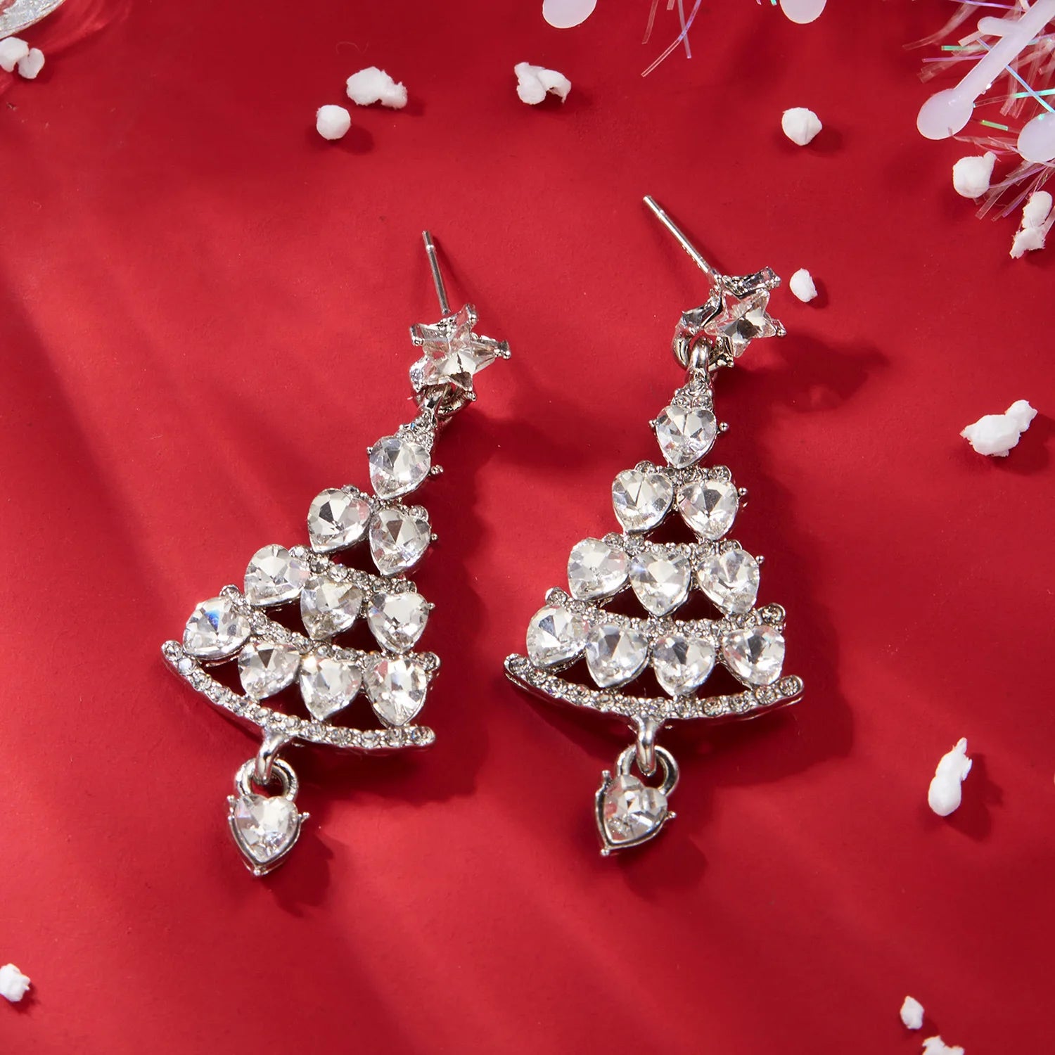 European and American style versatile Christmas tree earrings with high-end feel and micro inlaid zircon Christmas earrings