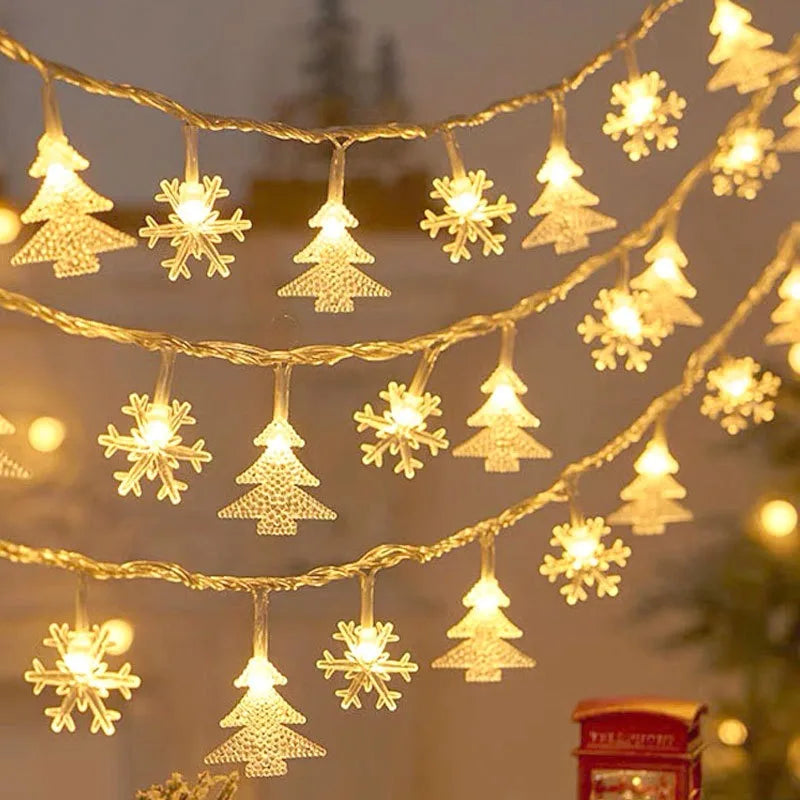 3M 2025 Christmas Decoration for Home Christmas Lights Snowflake String Lights Fairy LED Lamp New Year 2026 Tree Garden Noel 6