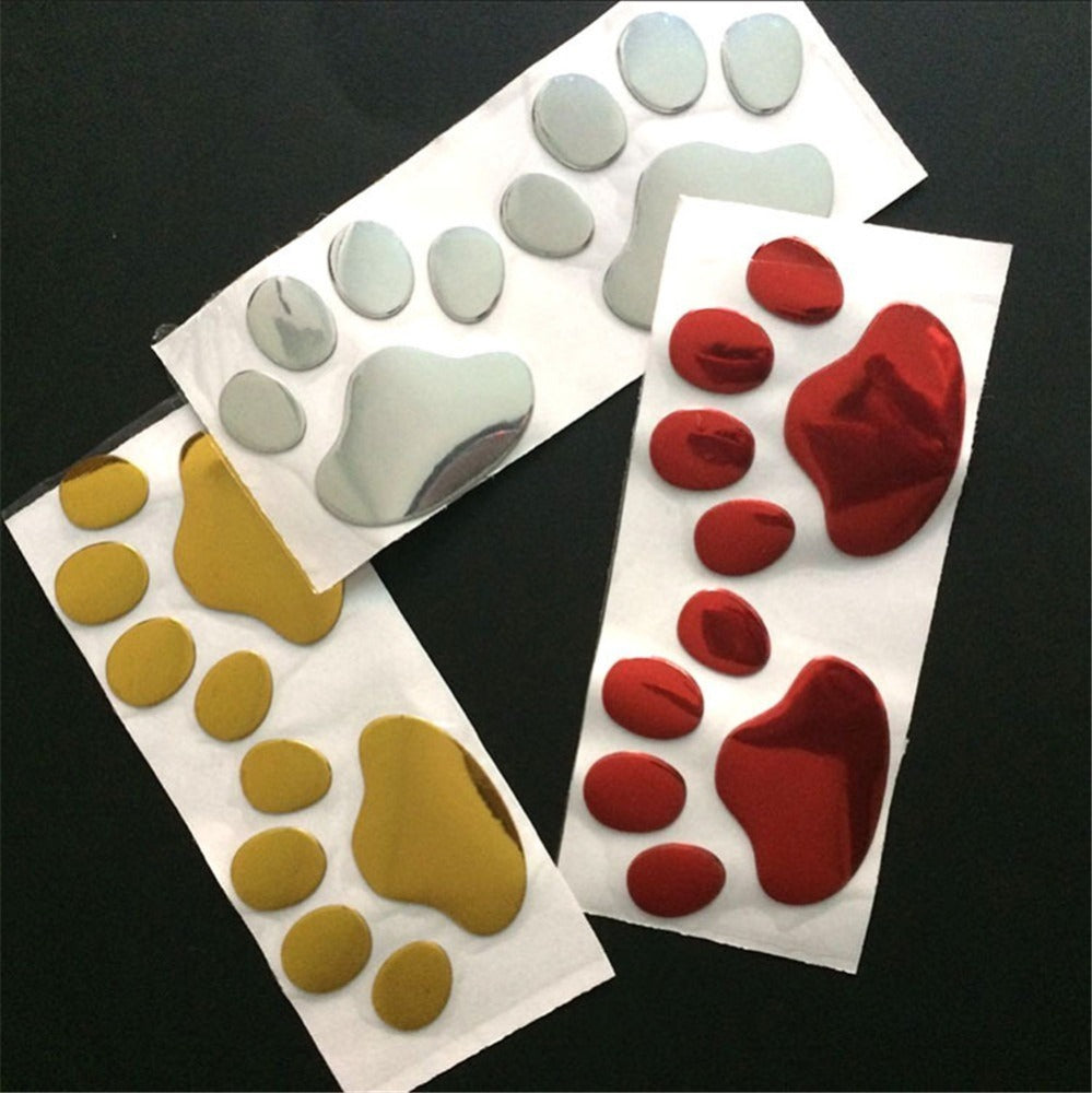 2pcs/Set Car PVC Sticker Cool Design Paw 3D Animal Dog Cat Bear Foot Prints Footprint Decal Car Stickers Accessories