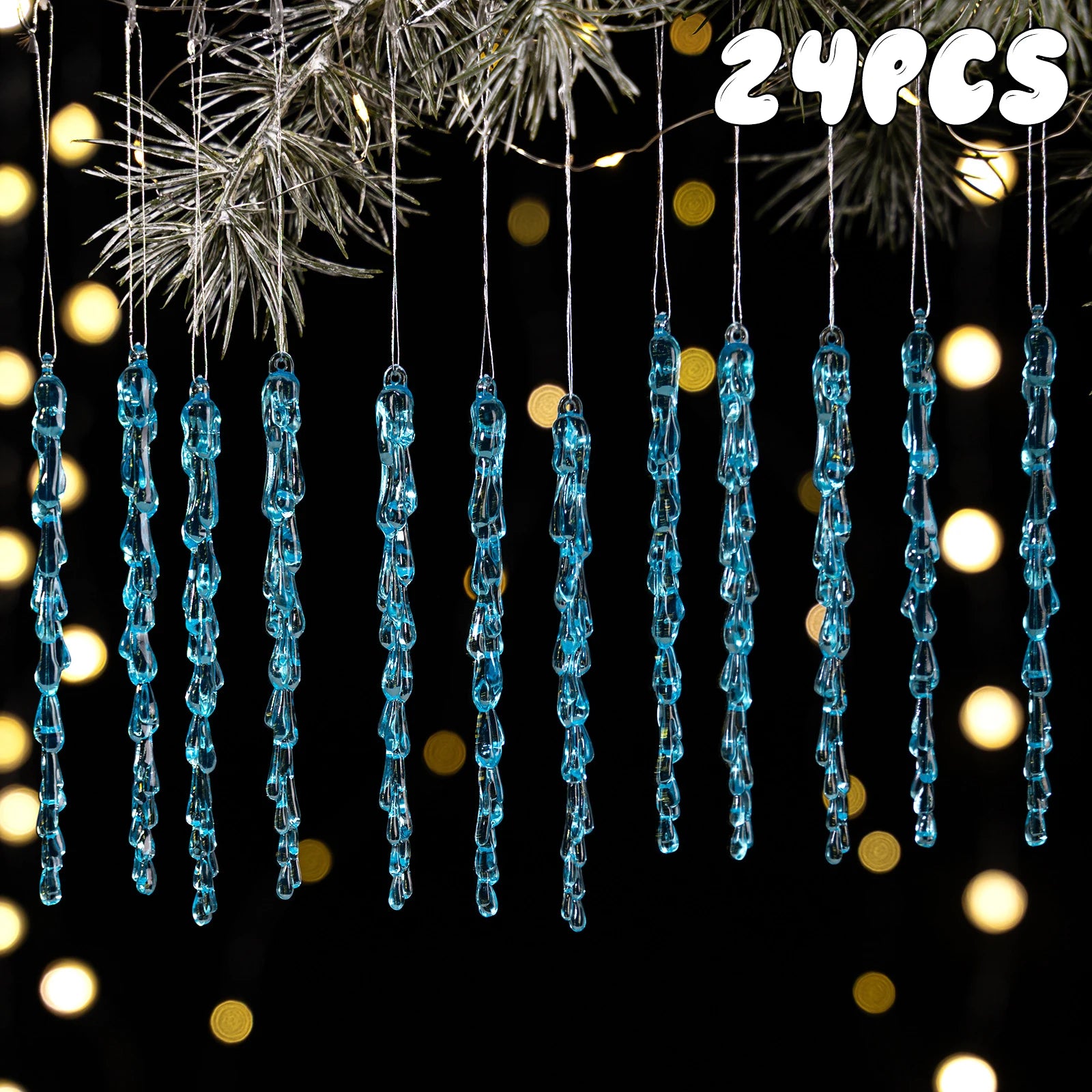 Christmas Acrylic Snowflake Clear Simulation Icicle Ornaments Xmas Tree Hanging Pendants DIY Winter New Year Party Decoration