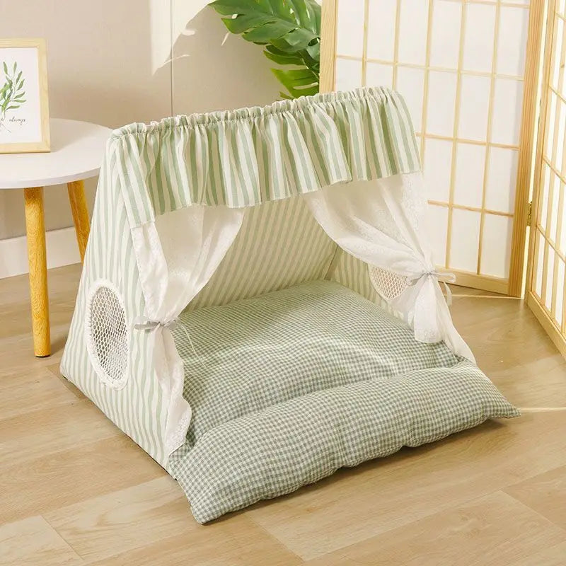 Cute Cat Tent House Removable Clean Dog Tent Bed Breathable Cool Cats Summer Cave Large Space Puppy Kitten House Pet Accessories