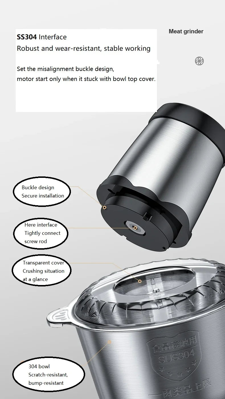 Houselin Food Processors, Meat Grinder & Food Chopper Electric Vegetable Chopper for Meat/fish/Vegetable/Baby Food