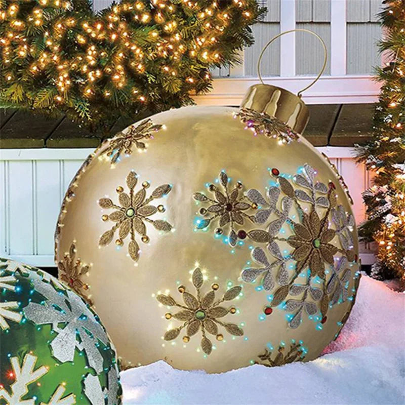 2024 Christmas 60cm Outdoor Inflatable Ball PVC Giant Big Ball Tree Ornament Outdoor Toy Ball Christmas Gift Ornament  2025