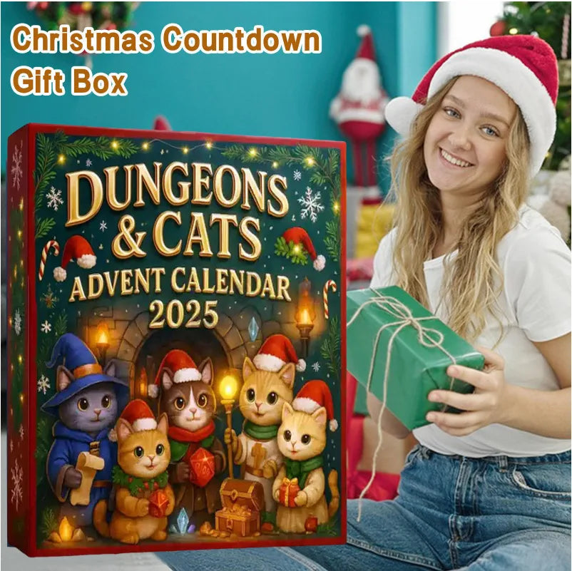 2025 Dungeons & Cats Advent Calendar Doll Christmas Atmosphere Decorative Gifts New Year 24 Days Countdown Surprise Blind Box