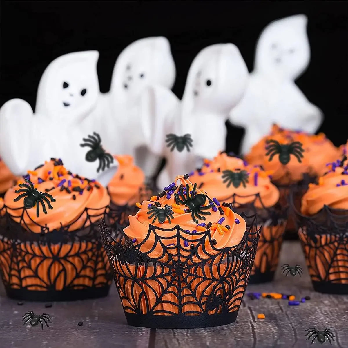 1000/50x Halloween Spider Decoration Small Black Plastic Fake Spiders Haunted House DIY Party Prop Simulation Insects Tricky Toy